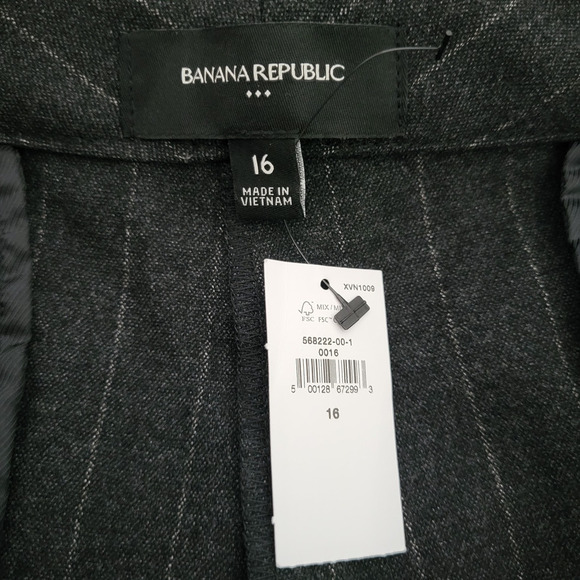 Banana Republic Brushed Flannel Straight Trouser Size 16 Gray Pinstripe Work NEW - Picture 10 of 13